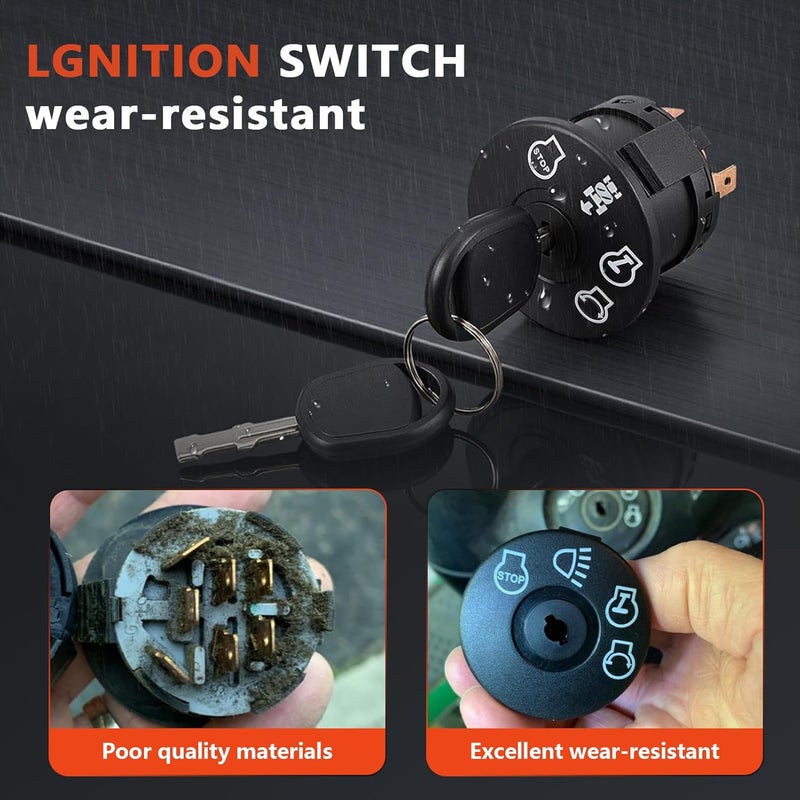 NFSpeeding 532193350 Ignition Starter Switch 4 Position with Key Fits AYP, Craftsman, Sears, Poulan Lawn Mower Rider Replace 193350 532193350 - Image 3
